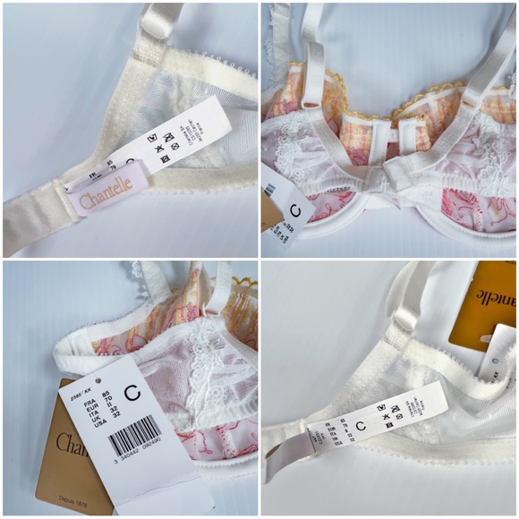 Chantelle 32C Paradise 2385 Sheer Floral Embroidery Balconnette Bra NWT - Picture 14 of 15